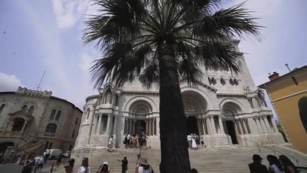 Mônaco cidade verão Casas, edifícios históricos, ruas edifícios em Monte Carlo — Vídeo de Stock
