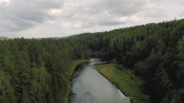 Avrupa 'daki Gauja Nehri Letonya Ulusal Parkı 4k Drone