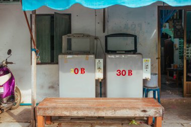Laundry, Washing and drying clothes on the street in Thailand