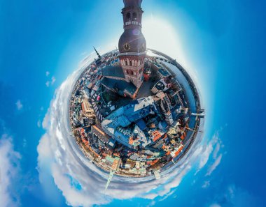 Riga Şehir Kubbesi Kilisesi, Tarihi Anıt, İnsansız Hava Aracı 360 vr Küre