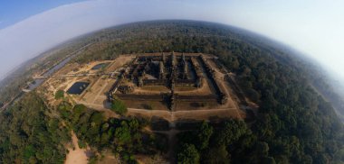 Kamboçya 'daki Angkor Wat Tapınağı, 360 Vr panorama insansız hava aracı.