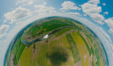 Litvanya 'da yeşil orman ve yeşil alan, 360 Vr Küre