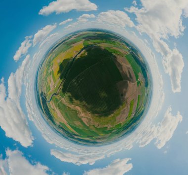 Litvanya 'da yeşil orman ve yeşil alan, 360 Vr Küre