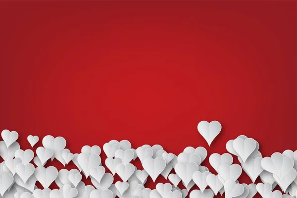 Bílá Srdce Červeném Degradovaném Pozadí Pro Valentines Day Card — Stock fotografie