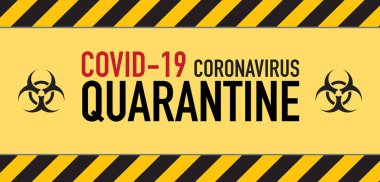 Beyaz arka planda sarı ve siyah şeritli karantina bantları, tehlikeli karantina, koronavirüs uyarısı ve uyarı bandı, covid-19, coronavirus karantina işareti