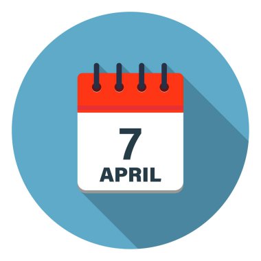 Takvim yaprağı simgesi mavi arkaplanda nisan günlerini gösterir