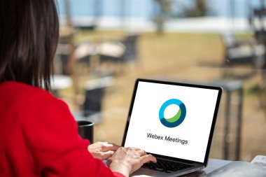 Antalya, Turkey - 24 Mayıs 2020. Bilgisayar Cisco Webex Toplantı uygulaması logosunu gösteriyor.