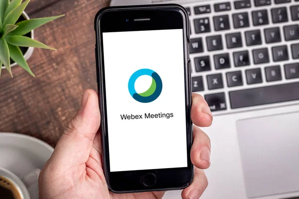 Antalya Turkey 2020 Május Smart Phone Bemutató Cisco Webex Meetings — Stock Fotó