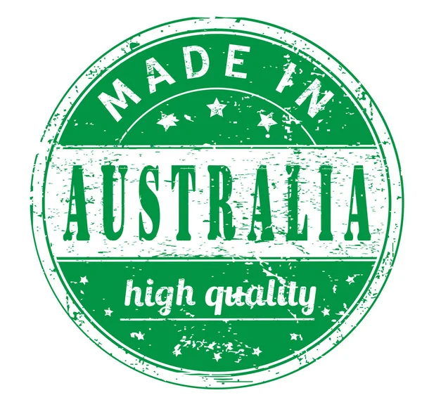 澳大利亚制造 高质量 的文字橡皮戳白色 矢量插图 — 图库矢量图片