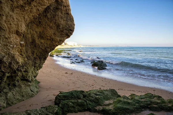 Magas Sziklák Atlanti Óceán Partján Portugália Algarve — Stock Fotó