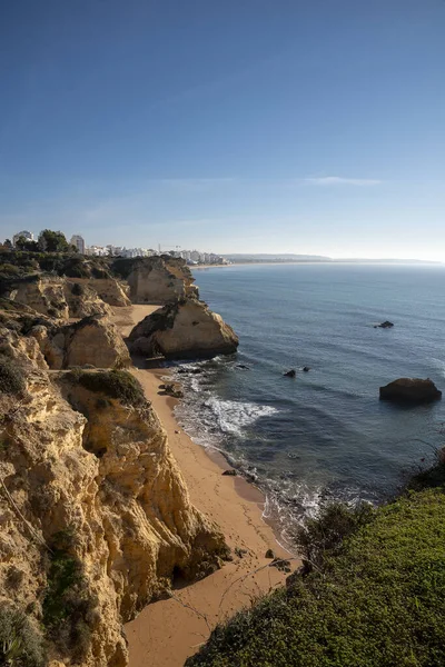 Hautes Falaises Sur Rive Océan Atlantique Portugal Algarve — Photo