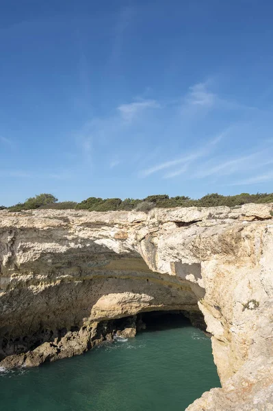 Hautes Falaises Sur Rive Océan Atlantique Portugal Algarve — Photo