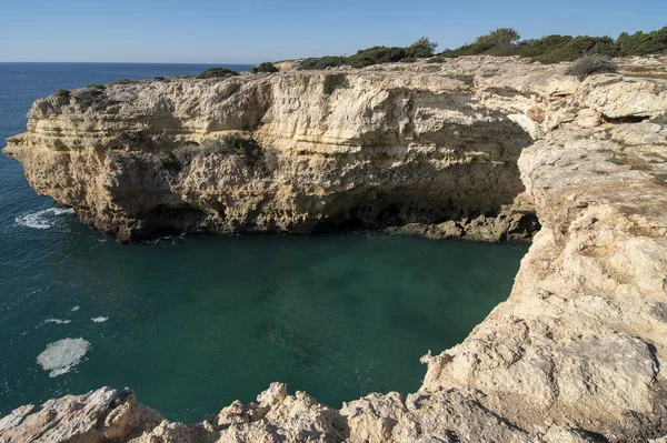 Falésias Altas Costa Oceano Atlântico Portugal Algarve — Fotografia de Stock