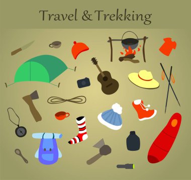 Trekking ve seyahat simgeler