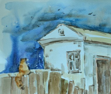 suluboya kırsal manzara.