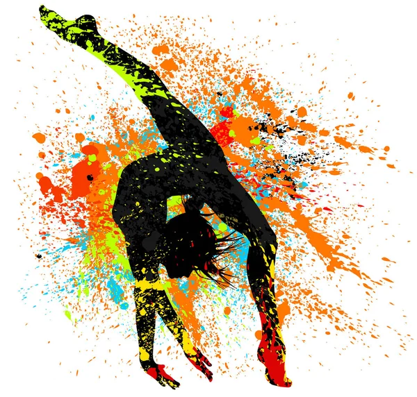 Hermosa Bailarina Brillantes Salpicaduras Multicolores — Vector de stock