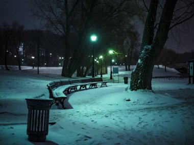 gece kış kar tezgah ormanda ve ışık
