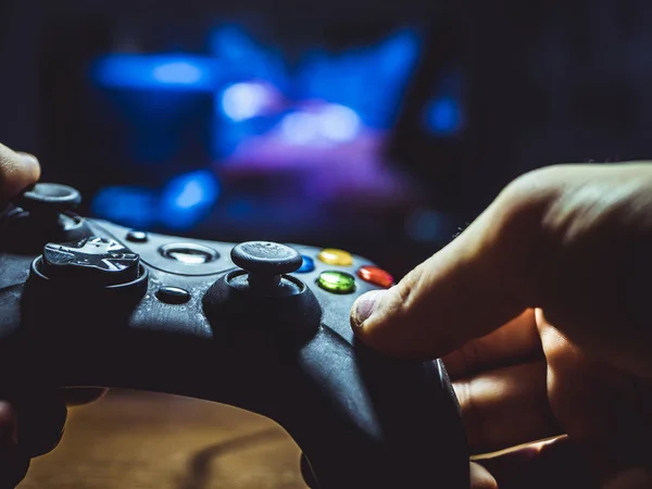 Video Game Controller Joystick Hands Playing — Stock Photo, Image