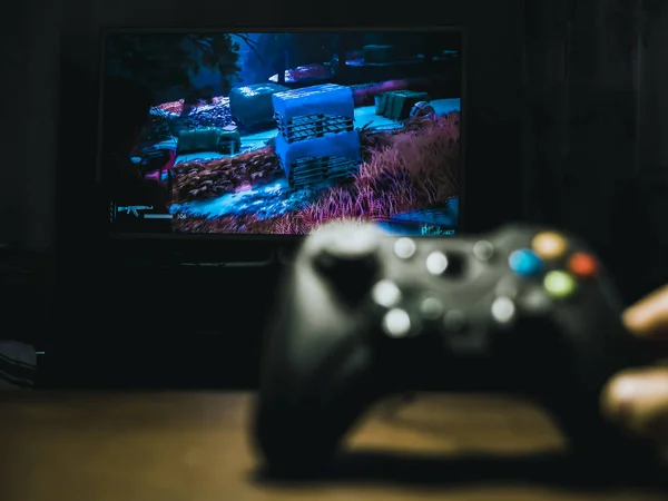 Изолированный Контроллер Видеоигры Геймпада Столе — стоковое фото