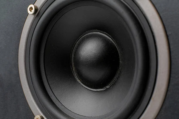 close up macro of black dynamic of sound audio speaker monitors in studio