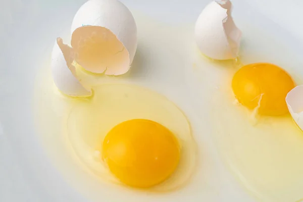 Broken White Egg Plate Prepare Some Food Dishes — Stock Photo, Image