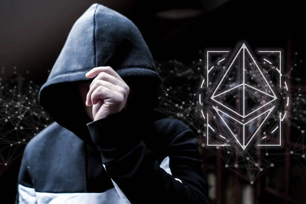 Анонимный Хакер Криптовалютой Интернет Преступностью Криптокражей — стоковое фото