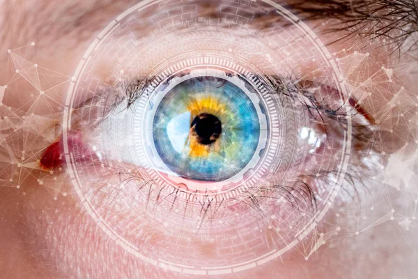 Βιομετρική Εικονική Τεχνολογία Λέιζερ Αφηρημένη Ψηφιακή Έννοια Μάτι — Φωτογραφία Αρχείου