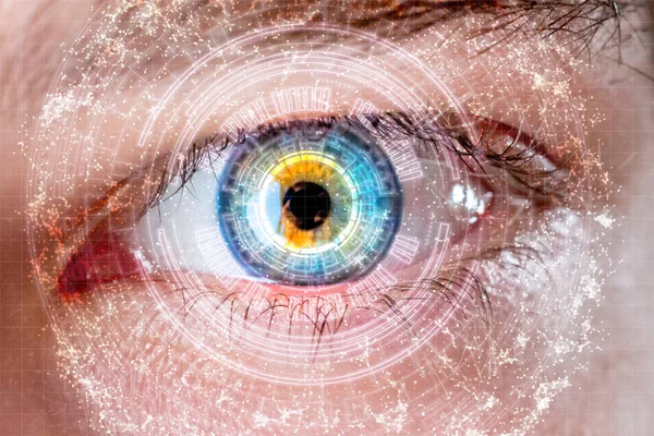 Βιομετρική Εικονική Τεχνολογία Λέιζερ Αφηρημένη Ψηφιακή Έννοια Μάτι — Φωτογραφία Αρχείου