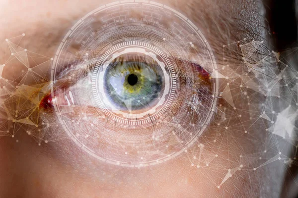 Teknologi Laser Virtual Biometrik Konsep Mata Digital Abstrak — Stok Foto