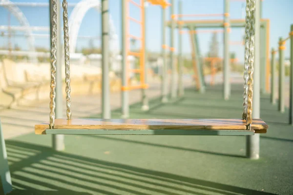 Siège Oscillant Vide Sur Aire Jeux Pour Enfants Symbole Tristesse — Photo