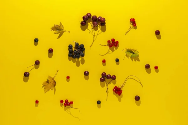 Vitamina dietconcept, leigos planos das várias cerejeiras caiu sobre a mesa — Fotografia de Stock