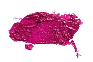 Beyaz arkaplanda izole edilmiş kırmızı renk lekesi ruj dokusu
