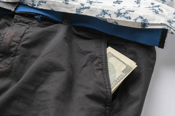 A close up dollar cash money corrency in the pants, income earnings — Stockfoto