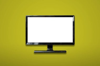 Monitöründe sahte haber programı olan TV ekranı, hükümet medyası yalan konsepti
