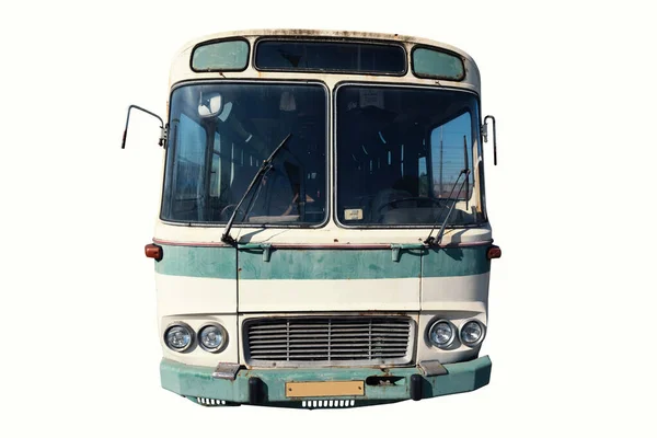 Old Rusty Bus Isolated White Background Stock Image