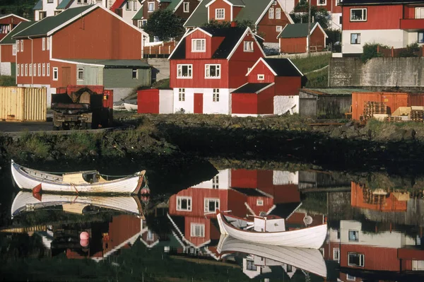 Coastal Fishing Village Harbor Dory Boats Faroe Islands Denmark — Stock Photo, Image