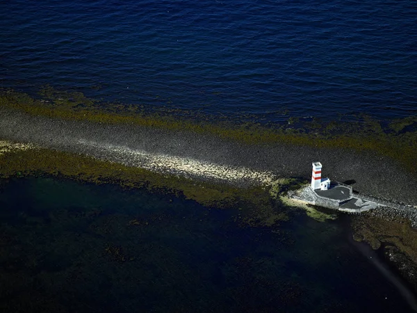 Aerial View Lighthouse Gardur Reykjanes Iceland — Stock Photo, Image