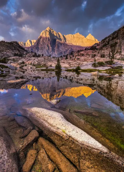 Photo Pic Reflété Lever Soleil Salor Lake High Sierra — Photo