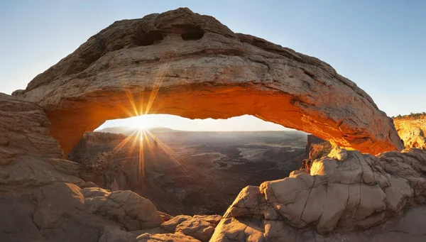 Východ Slunce Mesa Arch Ostrově Sky Mesa Utahu Canyonlands National — Stock fotografie