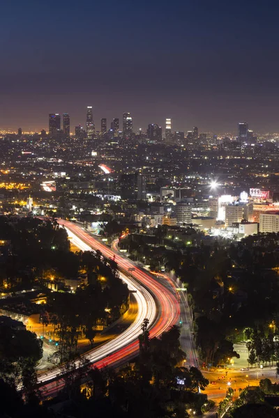 Şafakta Abd Los Angeles Şehrinin Havadan Görünümü — Stok fotoğraf