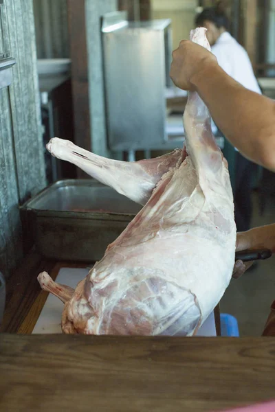 Cook Preparing Turkey Selective Focus — Stock Photo, Image