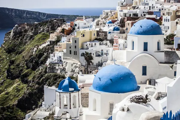 Belo Edifício Branco Costa Mar Santorini Grécia — Fotografia de Stock