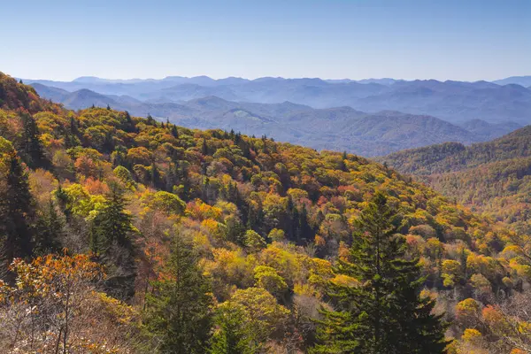 Aerial View Fall Colors Blue Ridge Parkway South Asheville North — Stock Photo, Image