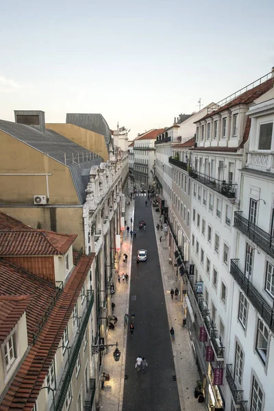 Luchtfoto Van Belangrijkste Winkelstraat Chiado Buurt Van Lissabon Portugal — Stockfoto