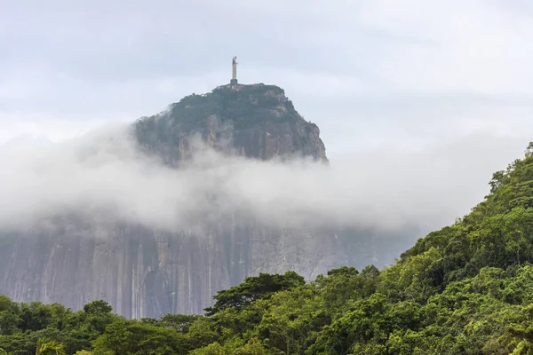 Christus Verlosser Gezien Vanaf Rodrigo Freitas Lagune Rio Janeiro Brazilië — Stockfoto