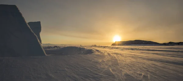 Zachód Słońca Lodową Patrząc Północnej Mrożone Powierzchni Morza Rossa Antarktyda — Zdjęcie stockowe