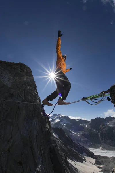 Projeto Alpine High Line Alpes Suíços Acima Glaciar Monte Forno — Fotografia de Stock