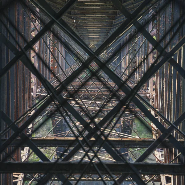 Abstrakt Von Stählen Stützen Unter Goldstream Bock Goldstream Provincial Park — Stockfoto