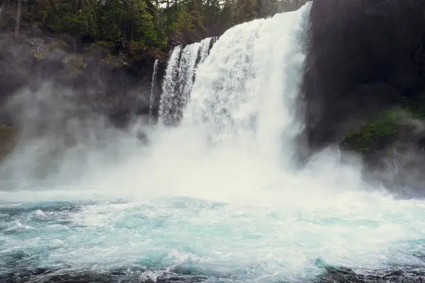 Koosah Falls Rio Mckenzie Oregon Níveis Alto Fluxo Inverno — Fotografia de Stock