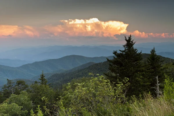 Tramonto Dal Clingmans Dome Nel Parco Nazionale Delle Grandi Montagne — Foto Stock